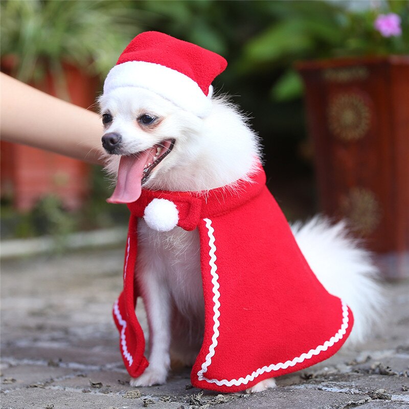 Sjov juletøj varmt kæledyr hundekat hvalp santa rødt tørklæde hat hjortehoved sød hunde kappe katte kostume hjemindretning
