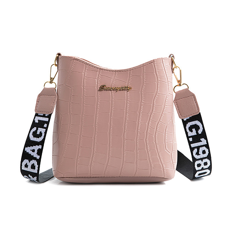 Crocodile Messenger Bags For Women Luxury Ladies Handbags Bucket Bag Pu Leather Crossbody Shoulder Bag Female: Brown