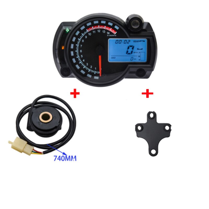 Einstellbare 7 Farben LCD Digital Universal- Tacho Motorrad Kilometerzähler Meter MAX 299 KM/H Motorrad Moto Armaturenbrett Zubehör: Sensor 2