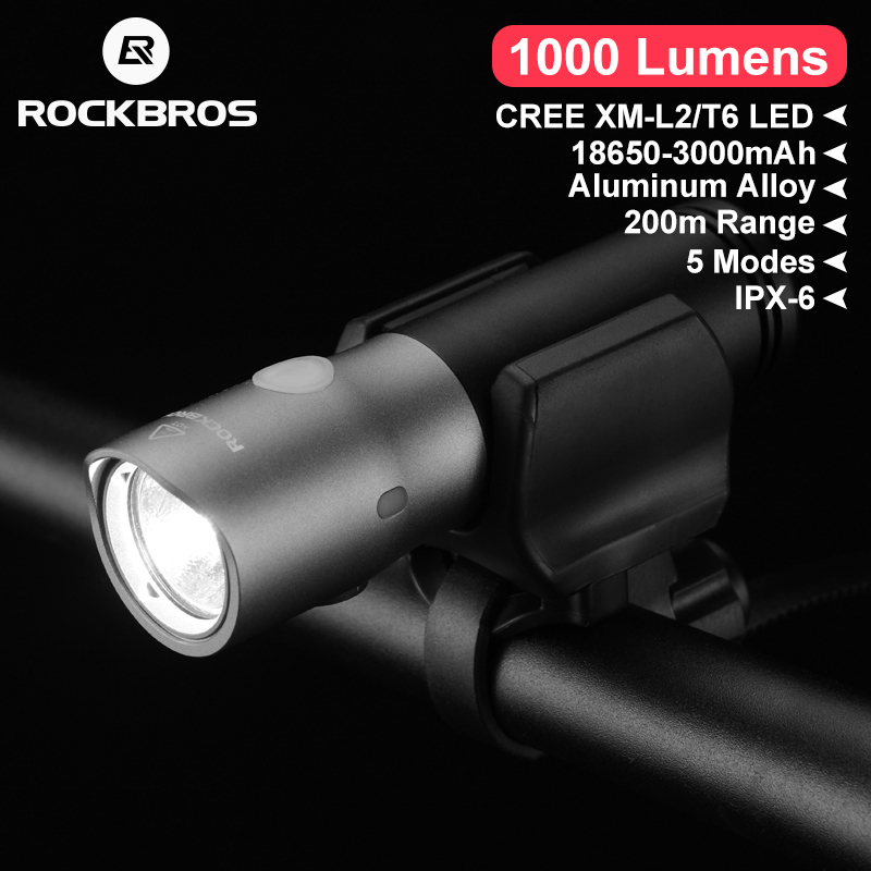 ROCKBROS 1000 Lumen Fiets Licht Waterdicht IPX6 USB Oplaadbare 18650 3000 mAh Power LED Bank Zaklamp MTB Accessoires