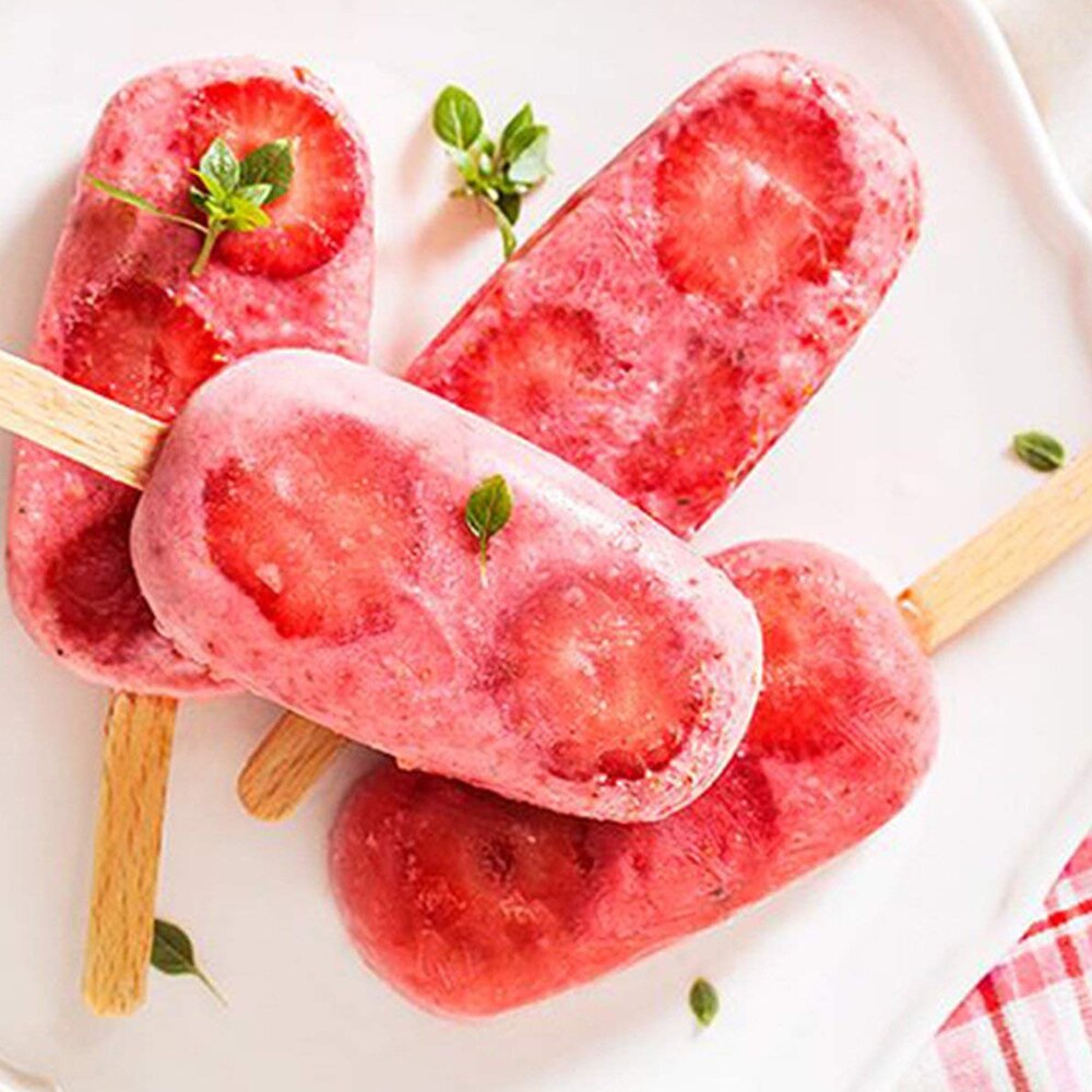 4- celle 2 størrelser silikone-is-form is-is-forme med 20 stk pinde gør-det-selv hjemmelavet dessert fryser frugtjuice is-pop maker