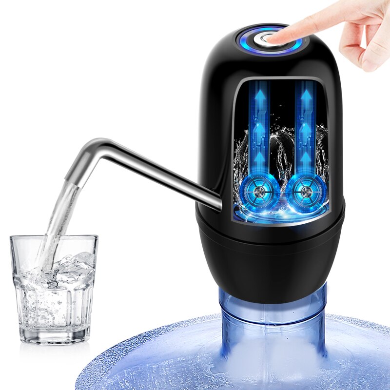 Double Motor Electric Water Pump Bucket Clean Compressor Mineral Water Dispenser Automatic Water Suction Machine At Home: Black
