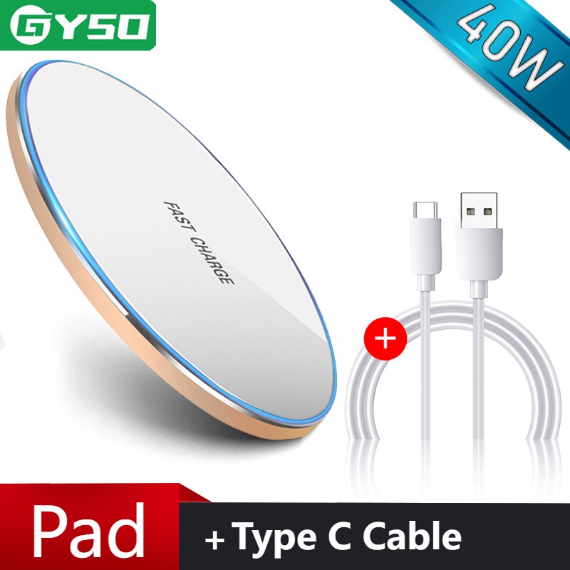 40W Qi Draadloze Oplader Voor Iphone 13 12 11 Pro Xs Max Snelle Wirless Opladen Voor Samsung Xiaomi Huawei telefoon Qi Lader Draadloze: H 40W Gold