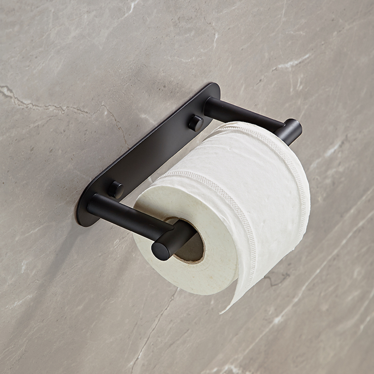 304 toiletpapirholdere i rustfrit stål kan være uden huller, med skruer, drejelig toiletpapirholder, vægmonteret toiletrulle: Sort