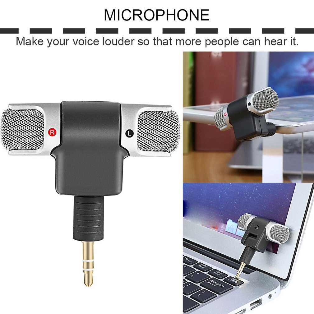 Portable Mini Stereo Recording Microphone Mic With 3.5mm Mini Jack For PC Laptop Notebook Left and Right Channel