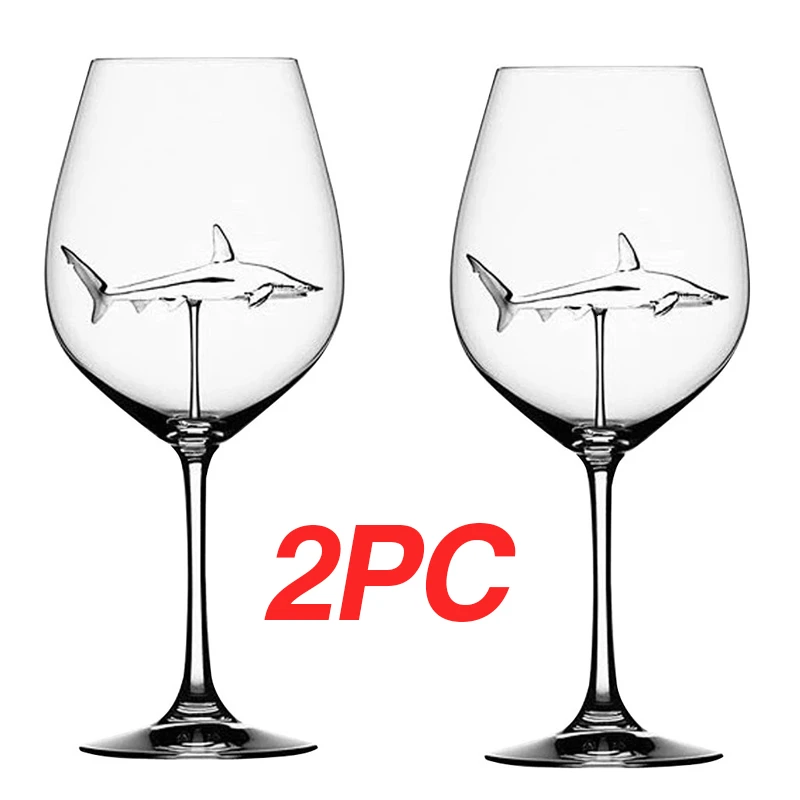 Copo de vidro europeu vidro de cristal tubarão vinho tinto copo de vidro garrafa de vinho de salto alto tubarão vinho tinto copo de festa de casamento presente: 2 PC