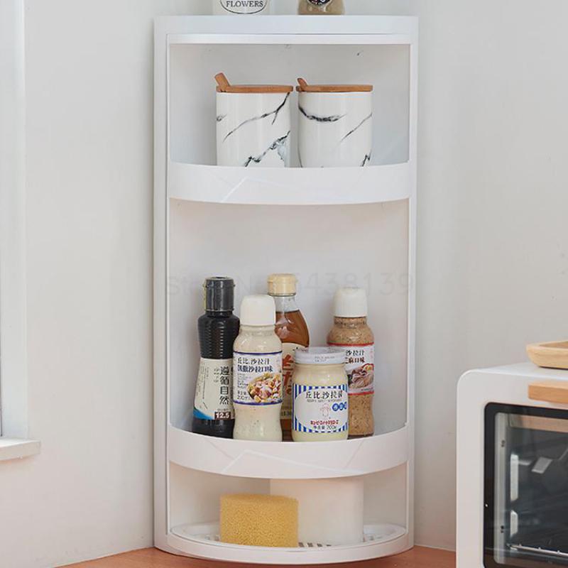 Bathroom shelf rotating triangle shelf kitchen corner corner locker bathroom vanity storage artifact