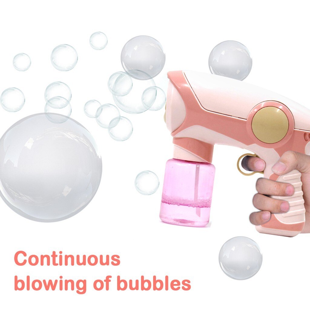 Bubble Machine Cartoon Electric Fan Automatic Smoke Bubble Toys For Children Home &outdoor Swimming Toys: Pink