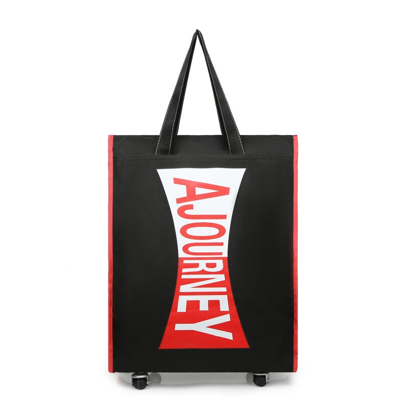 Tragbare Reisetasche rollen Koffer Gepäck Luftfahrt Überprüft Tasche Handy, Mobiltelefon rollen Schulter Taschen Oxford Tuch Tasche Mit Rad: Schwarz