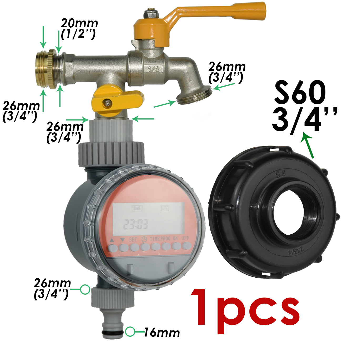 KESLA Automatic Garden Ball Valve Water Timer Watering Controller Drip Irrigation System IBC Tank Tap Faucet Bonsai Greenhouse: green