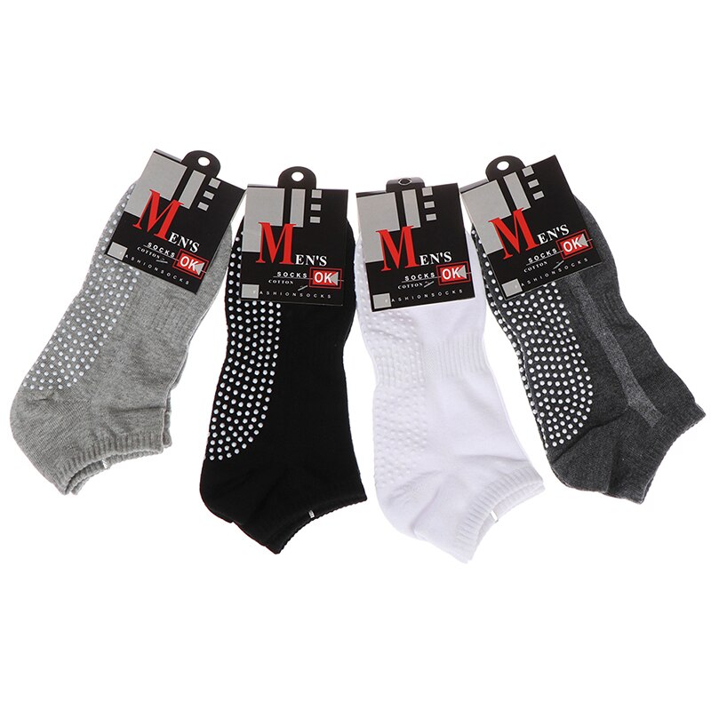 1pair Fitness Size 39-44 Men's Cotton Non-slip Yoga Socks With Grips Breathable Anti Skid Floor Socks For Pilates Gym Sock