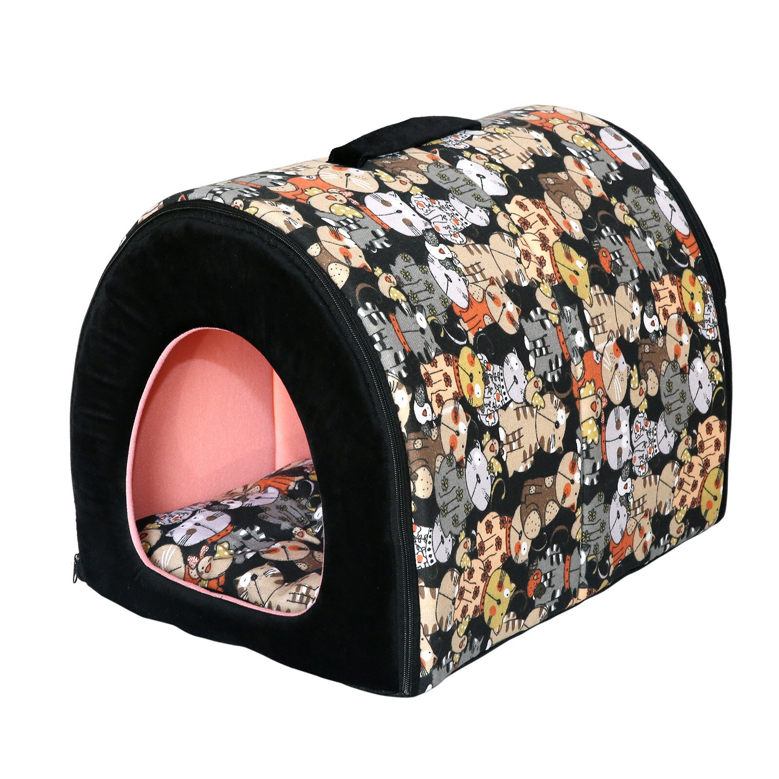 Pet Dog House Fully Washable Pet Kennel Cylinder Portable Dog House Golden Retriever Kennel Puppy Pet Cat Dog Bed Dog Cage: Black / M