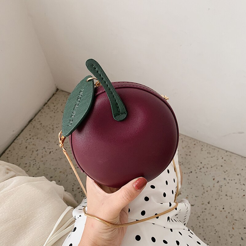 Mini Cherry Cross Body Bags Voor Meisjes Chain Schoudertassen Leuke Fruit Bag Pu Lederen Dames handtassen: deep purple