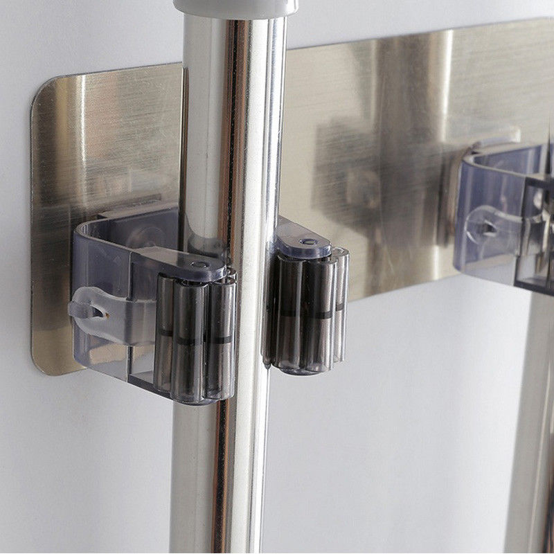 Uchwyt ścienny organizator na mopa uchwyt stojak samoprzylepna szczotka wieszak na miotły hak kuchnia łazienka mopy półeczki na drobiazgi