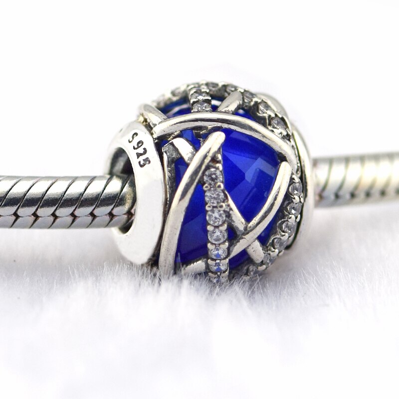 Jewelry Making Galaxy Charm Royal Blue Crystal Sterling Silver Beads For Woman Fits Original 925 Silver Bracelets