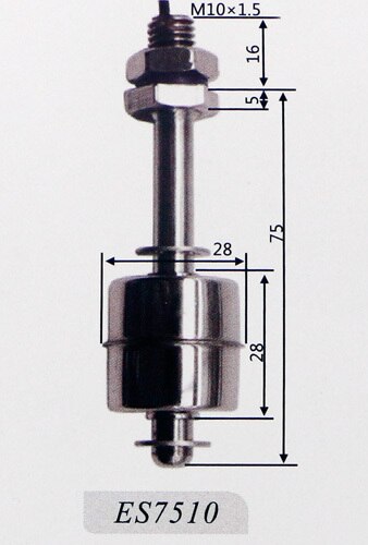 M10*75mm 110V 220V Tank Liquid Water Level Sensor Stainless Steel Float Switch ZS7510