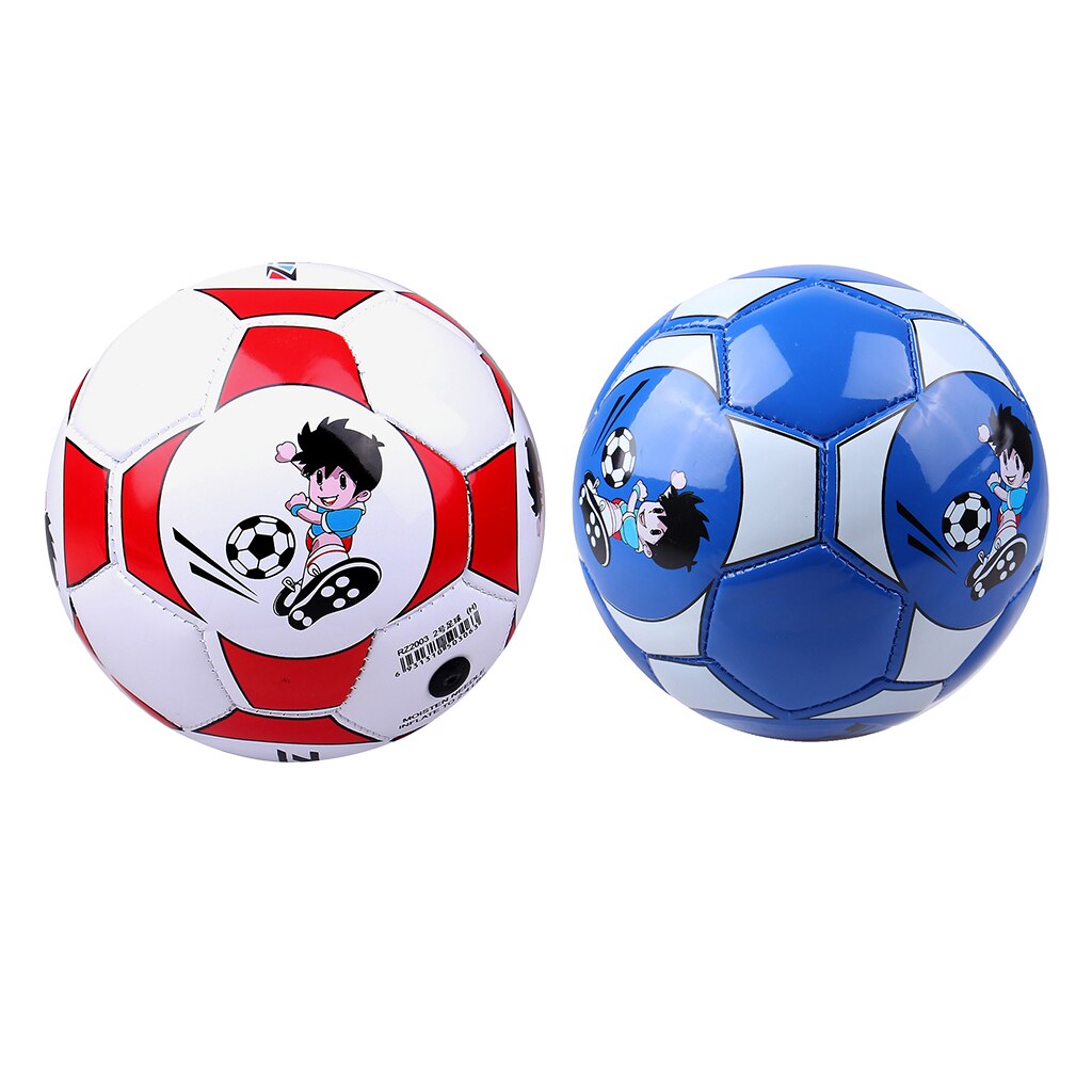 2pcs Football Ball Size 2 Soccer Training Ball for Toddler Teens Blue+Red