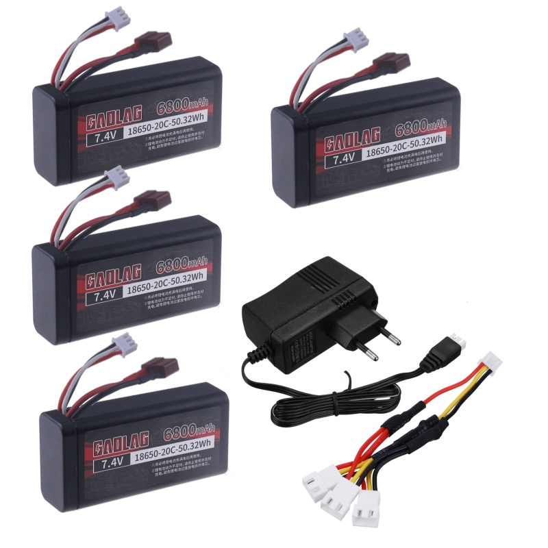 Batterie Lipo 7.4V 6800mAh 18650 pour Wltoys 10428 /12428/12423, pièces de voiture RC étanches et ignifuges 2S pour Wltoys 144001: Gris foncé