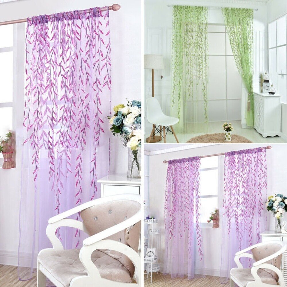 Sheer Voile Curtains Panel Rod Pocket Slot Top Net Wicker Print Window Indoor UK