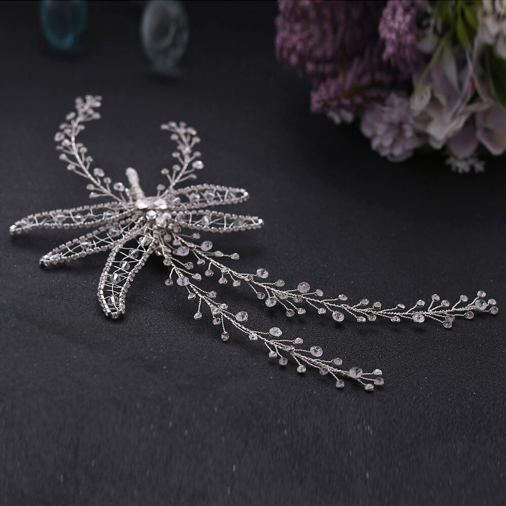Trixy  h281- 's prachtige bruidshoofdband met strass-steentjes, bruidskam met strass-steentjes, delicate tiara voor bruidshaar