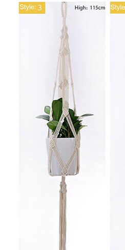 Opknoping Mand Geknoopt Macrame Plant Hanger Cottonflower Mand Lifting Touw Opknoping Mand Bloempot Houder Balkon Tuin Decoratie: 3