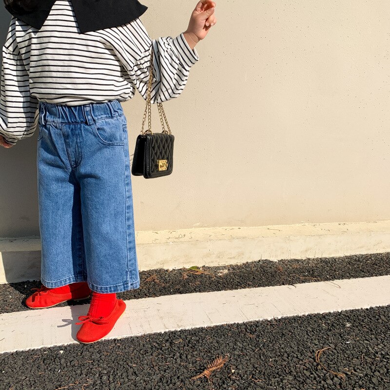 Jean de printemps pour filles, jean fendu, ample, droit, assorti avec tout, 1-7 ans