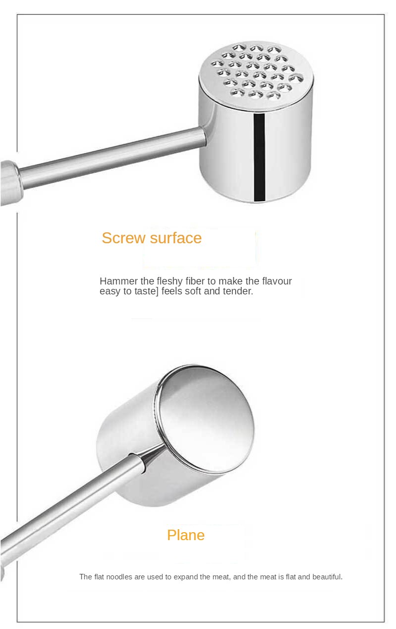 Double-sided 304 steak pine meat hammer stainless steel meat hammer crushed ice hammer knocking meat hammer kitchen gadgets