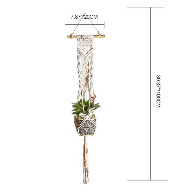 Linnen Opknoping Mand Bloempot Macrame Plant Hangers Indoor Outdoor Planter Tuin Katoenen Touw Weave Planter: 01