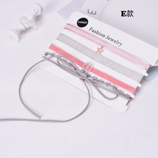 4 st/set populära multicolor sammet choker spets halsband rep kedja lager chocker vintage charm smycken för kvinnor: 5
