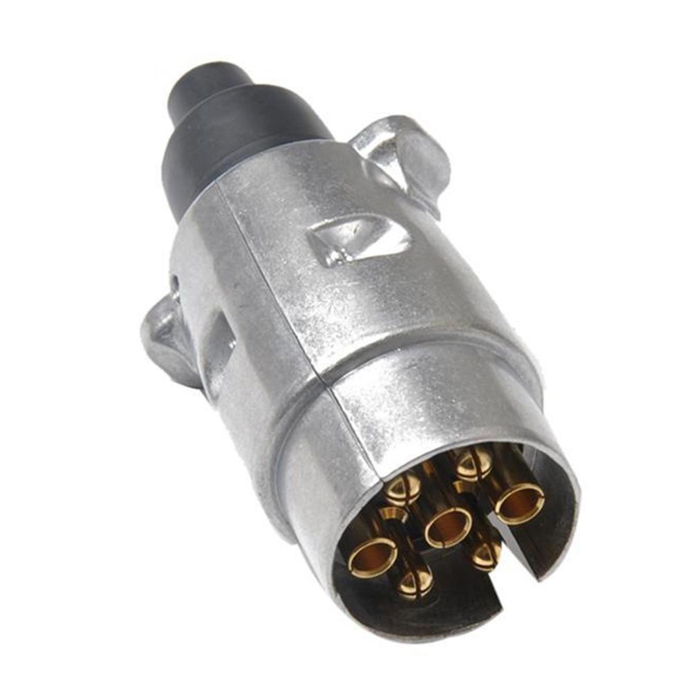 12V 7 Pin Round Caravan Trailer Truck Aluminum Alloy Plug Adapter Connector