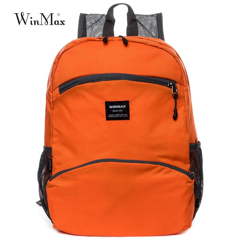 Mochila de viaje de piel de nailon impermeable para hombre, bolsa de viaje transpirable, grande, ligera, plegable, para senderismo, fácil de llevar: Orange