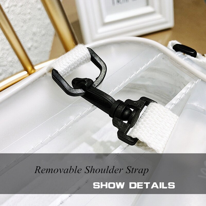 Casual PVC Transparent Shoulder Bag Clear Woman Cross-body Bags Jelly Small Phone Bags With Card Holder Wide Straps Flap