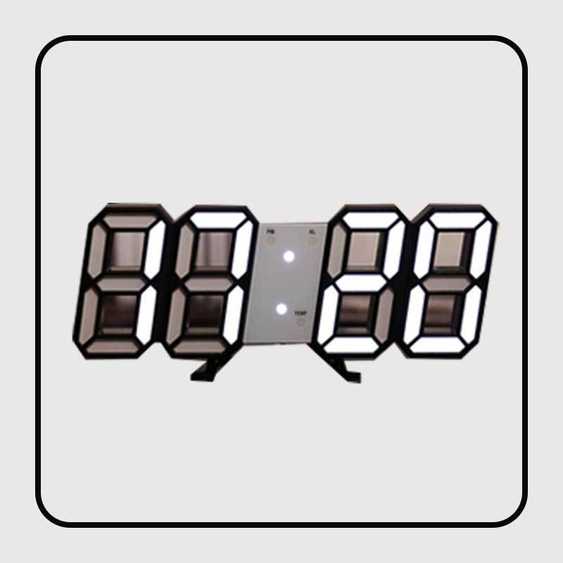 Nordic Digital Alarm Clocks Wall Hanging Watch Snooze Function Table Clock Calendar Thermometer Display Office Electronic Watch: black and white