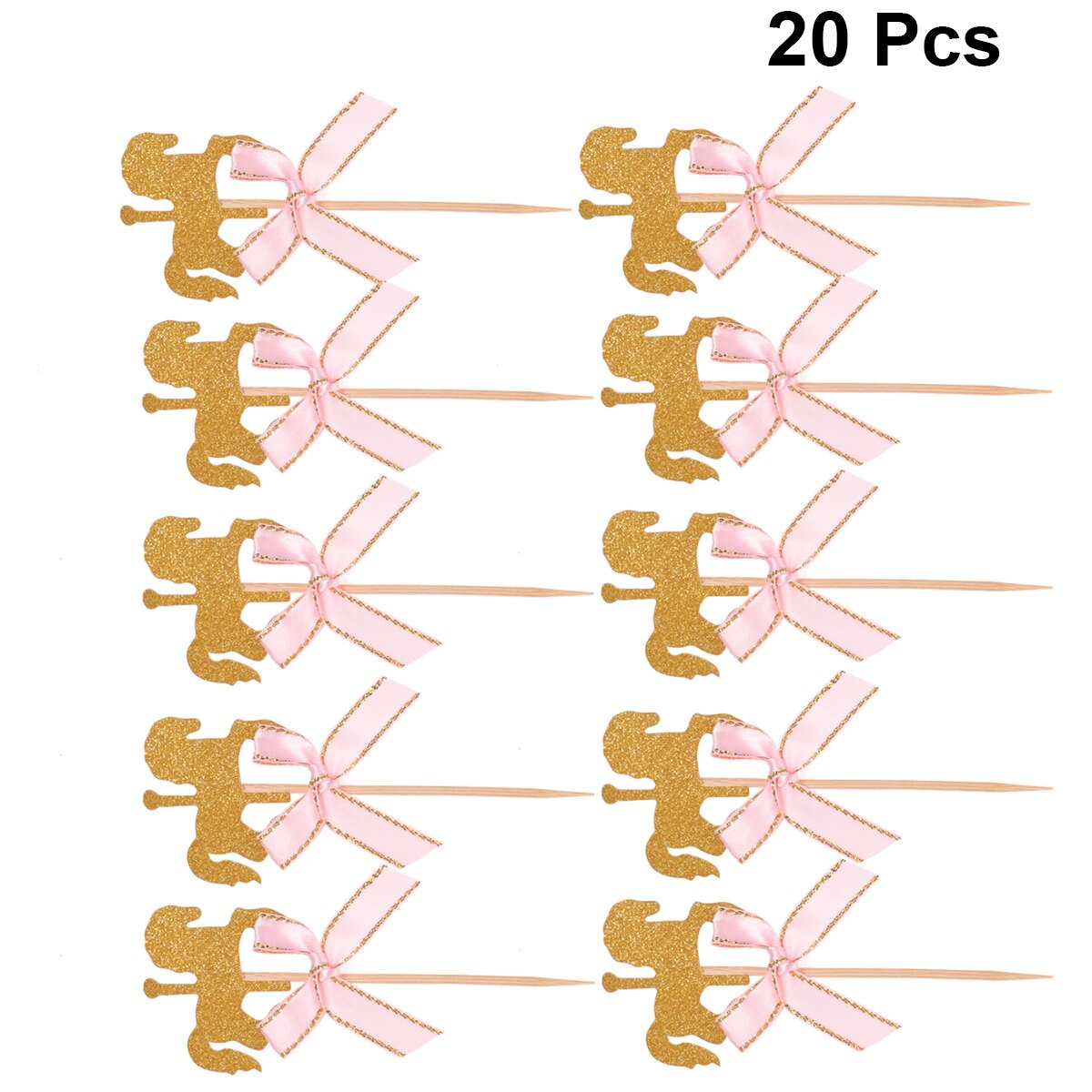 20Pcs Lovely Carousel Shape Cake Toppers Delicate Cupcake Dessert Toppers Party Bithday Decoration (Blue Bowknot): Pink