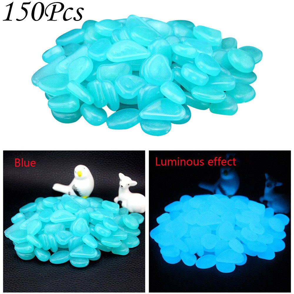 Luminous Stone Glow In Dark Garden Pebbles Glow Stones for Outdoor Lawn Walkways Home Decoration Fish Tank Aquarium Rocks: 150PCS