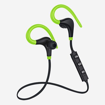 4.1Bluetooth Earphone Earloop Earbuds Stereo Bluetooth Headset Wireless Sport Earpiece Handsfree With Mic For all smart Phones: green