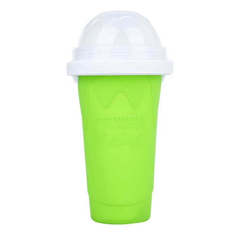 Quick-Frozen Smoothies Ice Cream Maker Cup DIY Squeeze Slushy Fruit Juice Milkshake Fast Cooling Silicone Bottle with Straw: Green