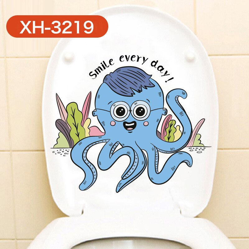 1pc Undersea Animal Toilet Bathroom Wall Stickers Waterproof Toilet Sticker Home Decoration Pattern Diy Funny Mural Art: XH-3219