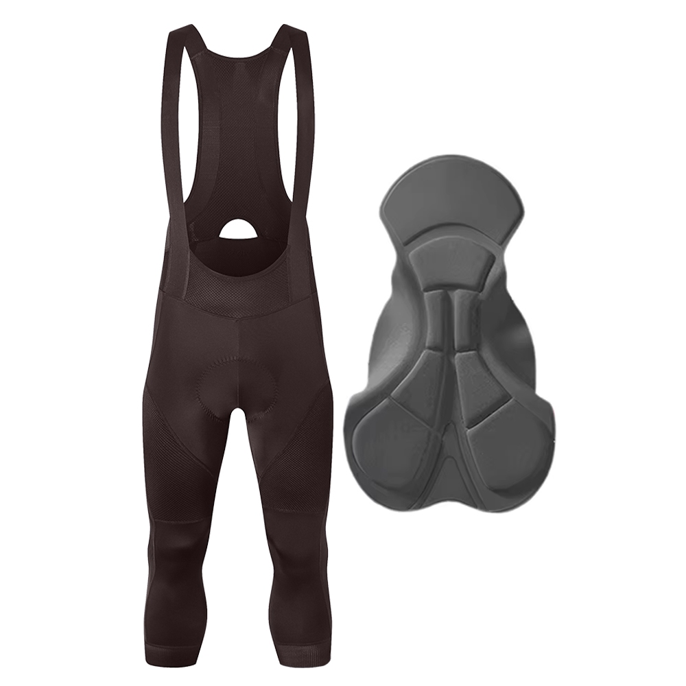 Ykywbike 3/4 Cycling Bib Shorts Men 6 Hours Ride Padded Shorts Pro Road Bicycle Tights Pants Mtb Bib Bike Short: S / Brown