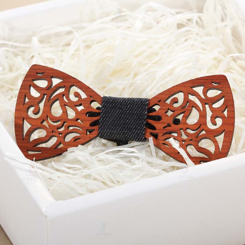 Pajarita de madera de para hombres Unisex ahuecado tallado Retro de madera para cuello corbatas correa ajustable Vintage moño estilo bigote