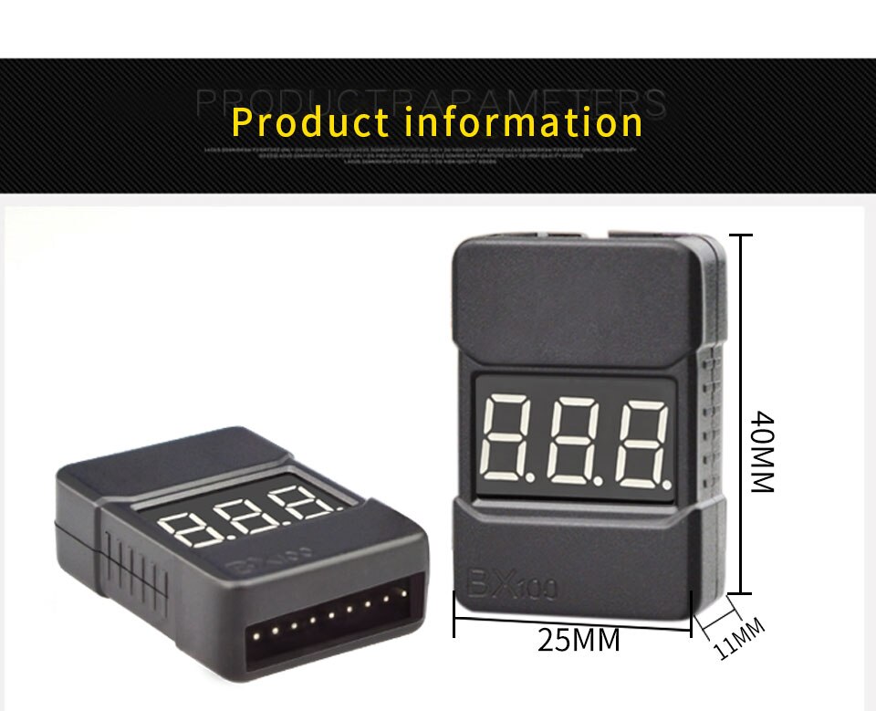 1/2pcs HotRc BX100 1-8S Lipo Battery Voltage Tester/ Low Voltage Buzzer Alarm/ Battery Voltage Checker with Dual Speakers