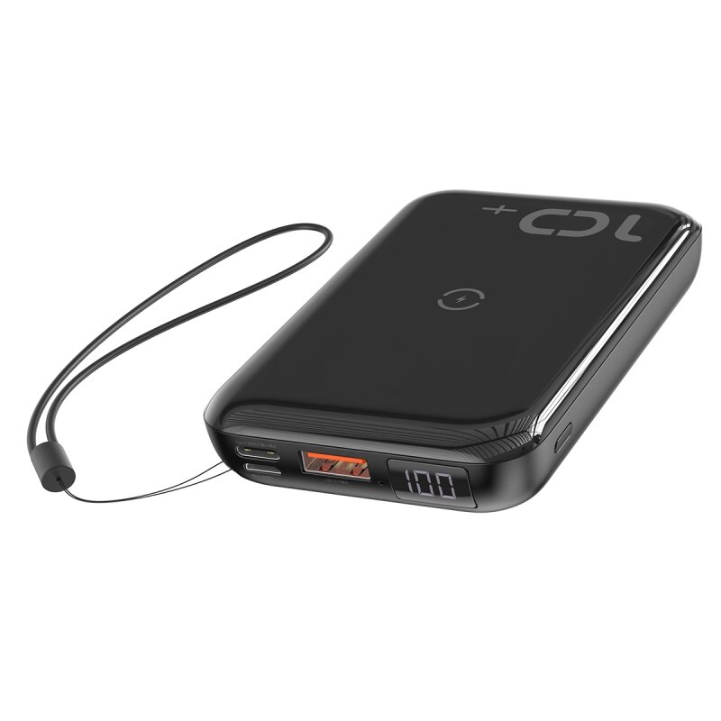 Baseus Quick Charge 3.0 Draadloze Power Bank Pd 10000Mah Qi Draadloze Oplader Powerbank Voor Xiaomi Iphone 11 Mini Externe batterij: Black