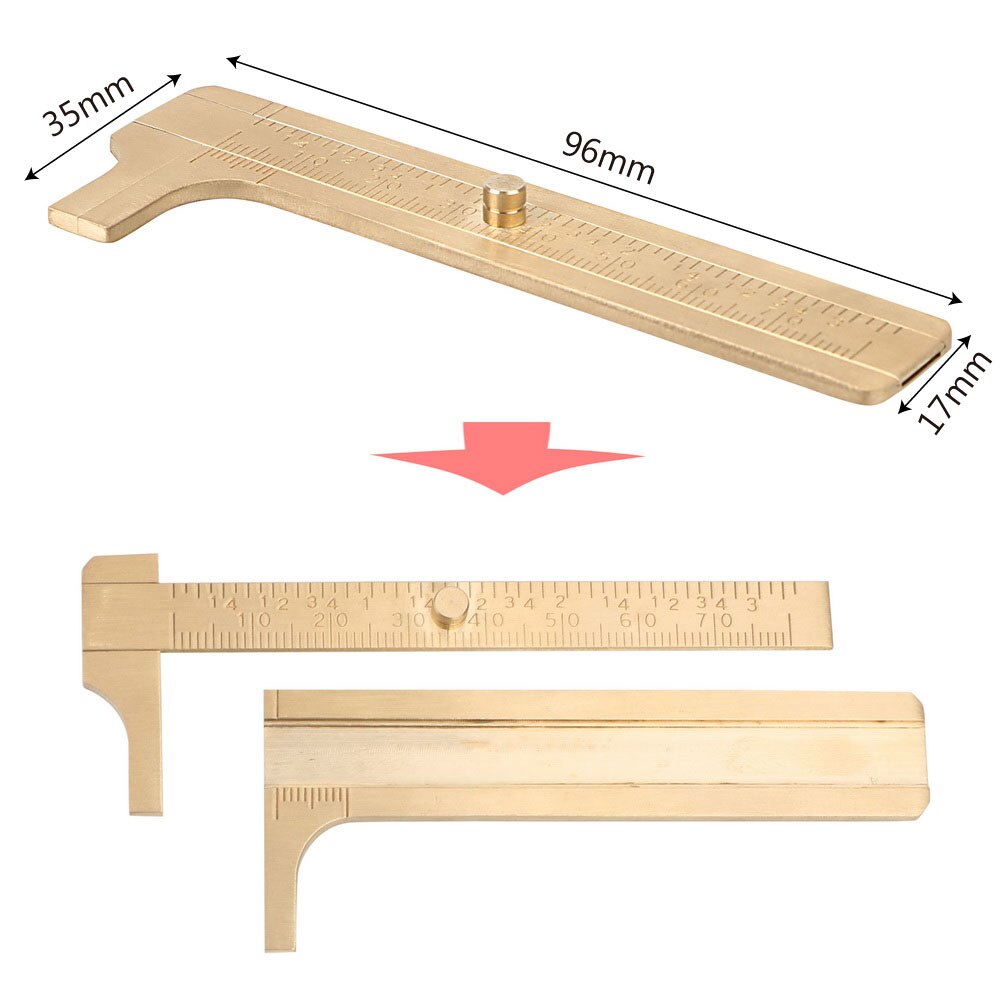 NICEYARD Mini Sliding DIY Vernier Caliper Micrometer Pocket Size Brass Sliding Gauge Ruler 80mm/3.15" Precision Measurement Tool