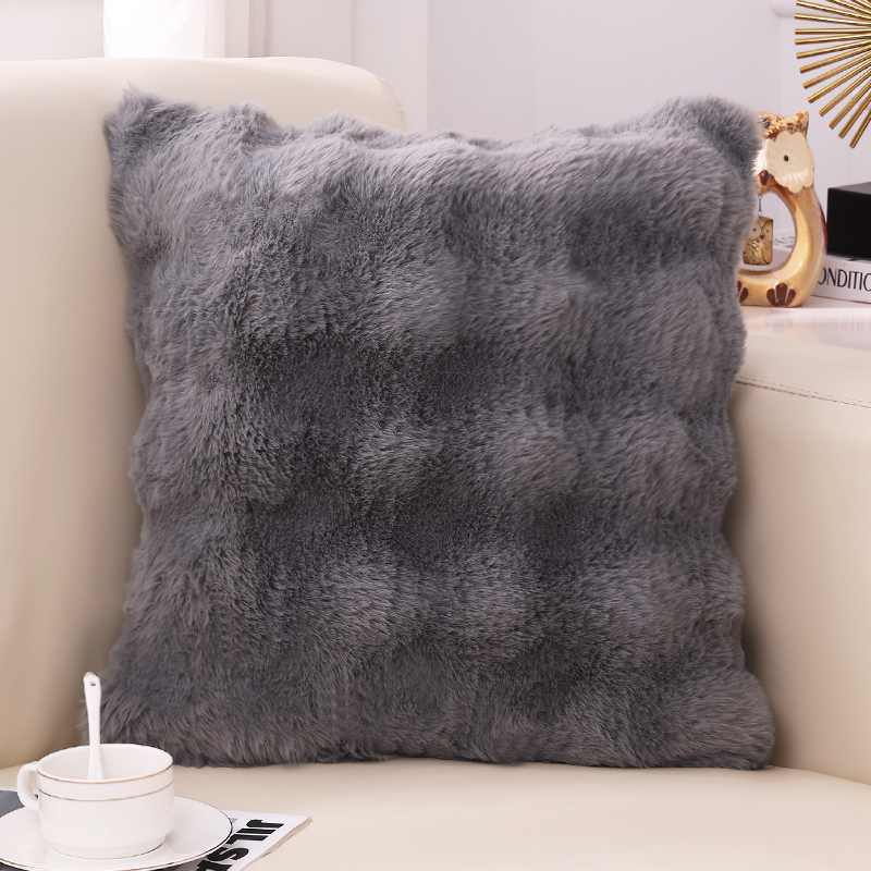 Olanly-fundas de almohada ultrasuaves para decoración de sofá, fundas de cojines suaves y acogedoras de piel sintética de conejo, cojines de felpa para sala de estar, cama y coche: Ver abajo las descripciones de los tamaños / Negro