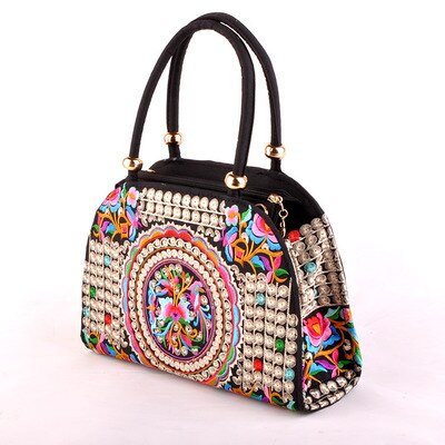 Vintage geborduurde multifunctionele boodschappentassen nationale bloemenborduursels dames schouder- en handtassen bohemian kleine draagtas: 1