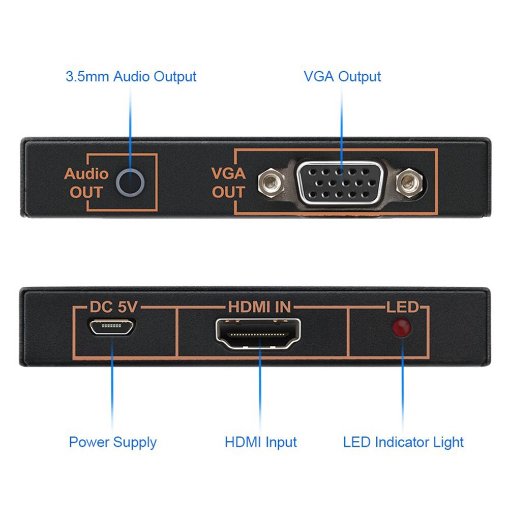 Til bærbar computer bærbart stik dongle hun hdmi til vga han hjemme aktiv 1080p kontor konverter adapter led indikator universal