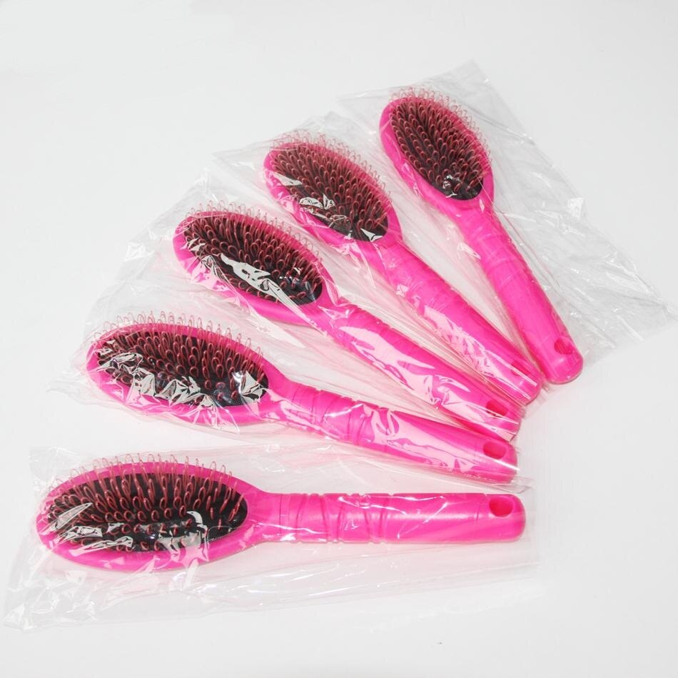 Pink Loop Brush Comb For Hair Extension 1pc Massage Anti-Static Black Hairstyling Combs For Hair Salon