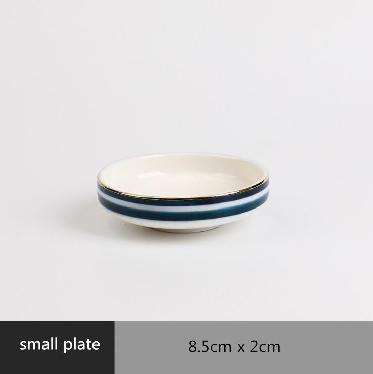 Gilt Rim Blue Gradient Dinner Plate Ceramic Kitchen Plate Tableware Set Food Dishes Rice Salad Noodles Bowl Soup Kitchen Tool: small ppate