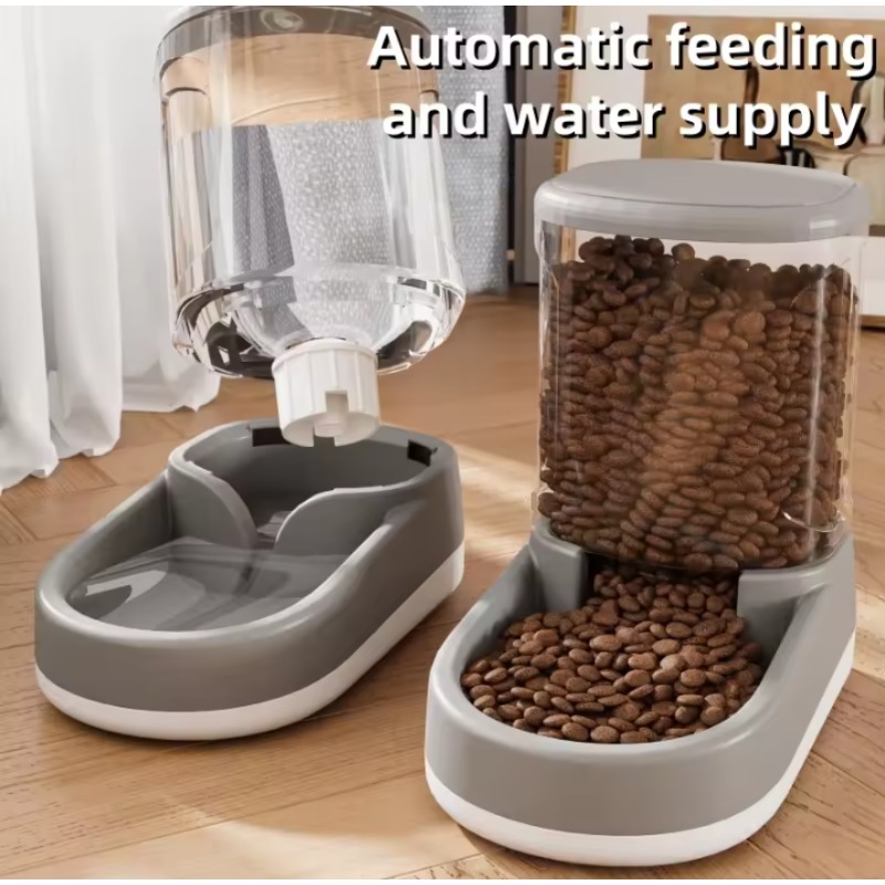 + Automatische voerbak en waterdispenser met grote capaciteit voor honden/katten, zwaartekracht - gevoed, geen stekker vereist