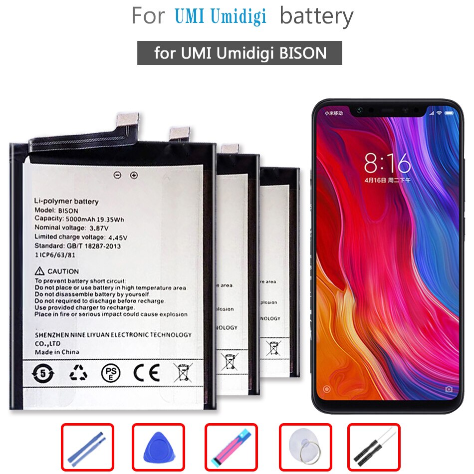 Batterij 5000Mah Voor Umi Umidigi Bison/Bison Gt 6.67 Inch Mobiele Telefoon Li-Ion Bateria